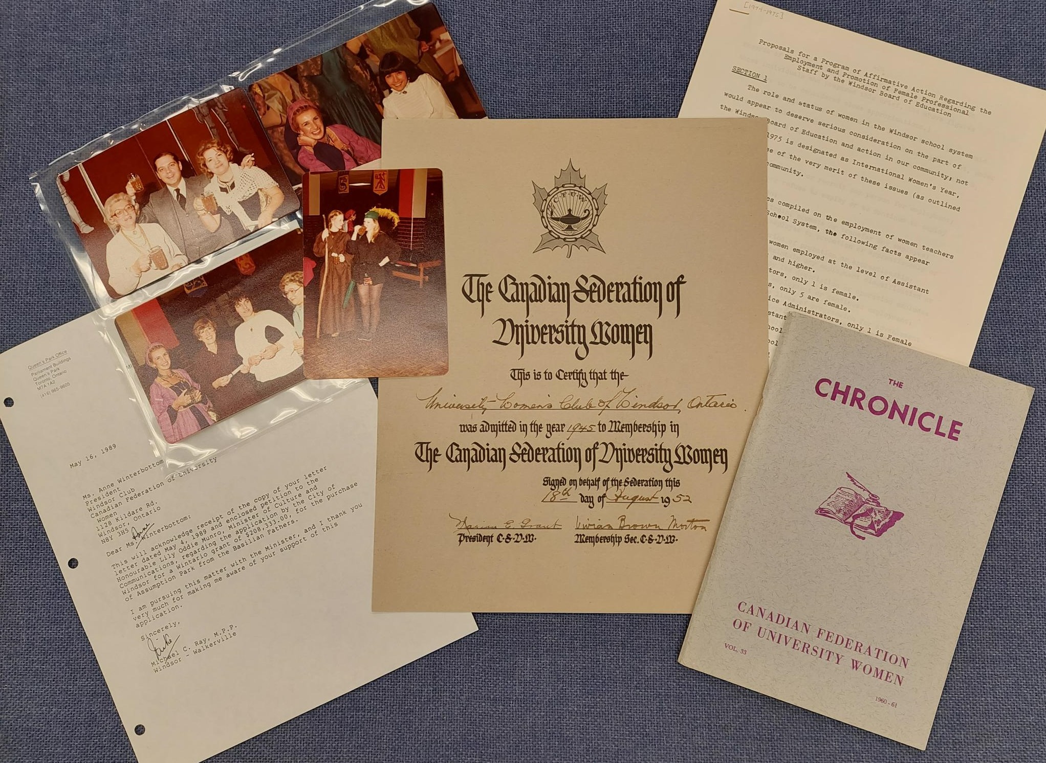 Photos and documents from CFUW collection.