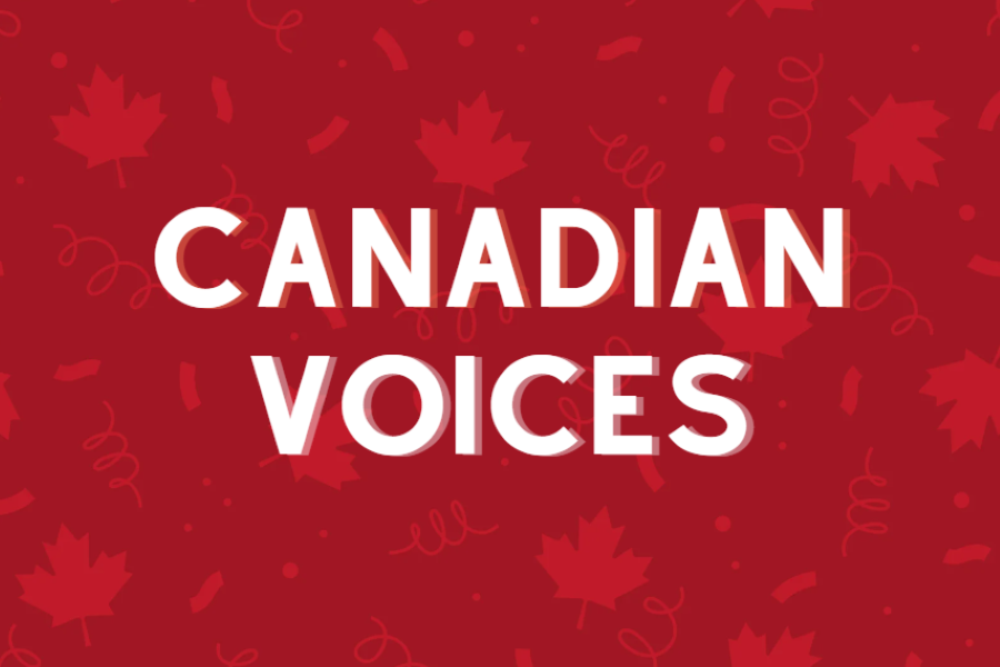 Decorative image with text reading "Canadian Voices"