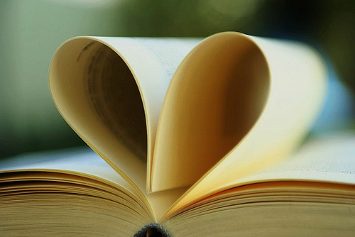 Book with pages shaped into heart