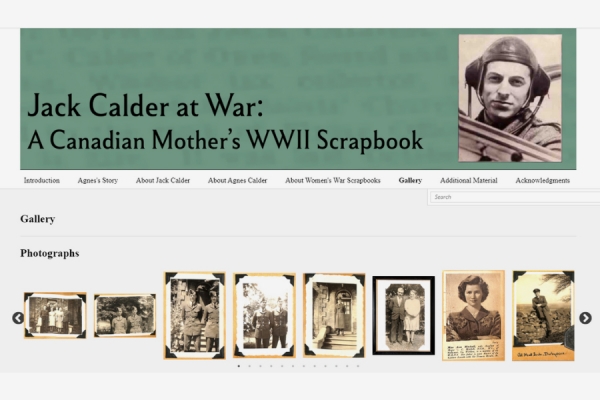 Screenshot of the digital exhibit featuring old photographs of war veteran Jack Calder