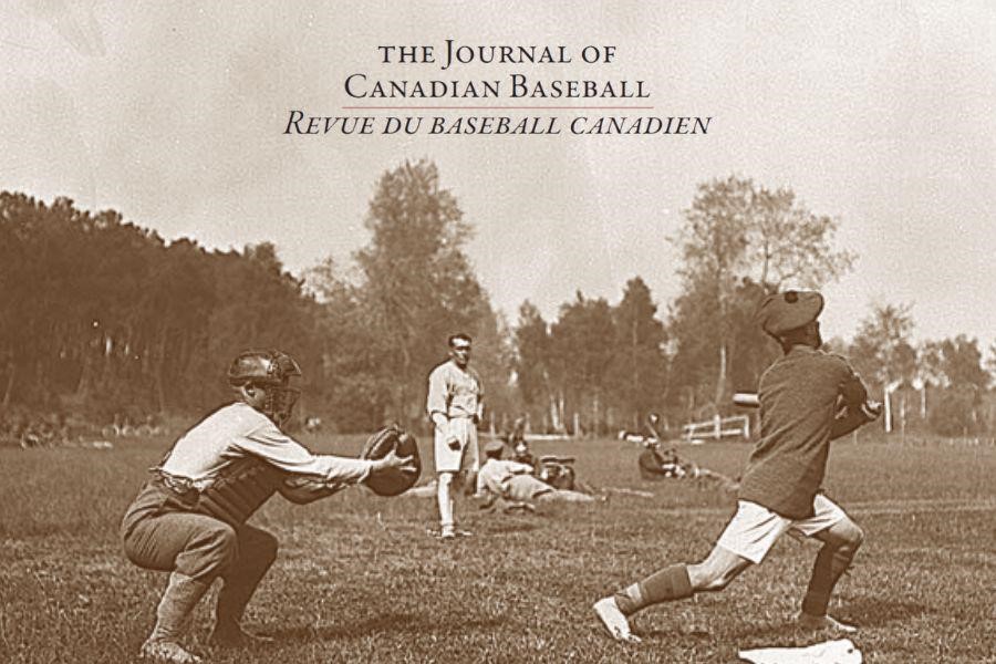 the Journal of Canadian Baseball cover image of people playing baseball