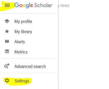 screenshot google scholar: setting gear