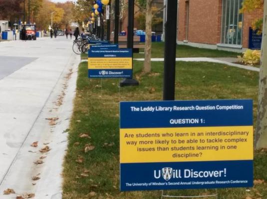 Leddy Research Question Posters posted around campus