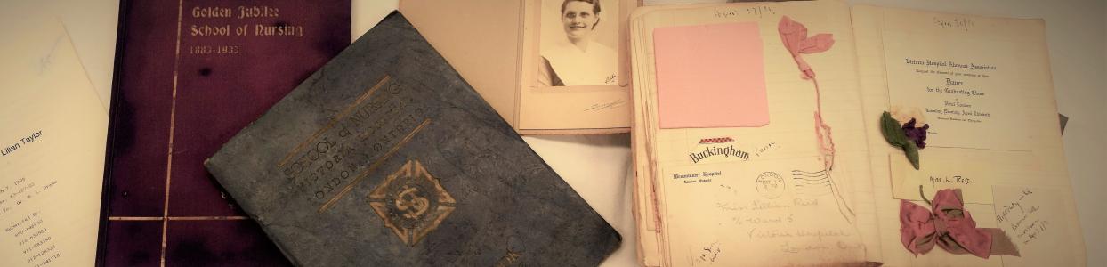 Donated items including yearbooks, portrait, diary, and essay