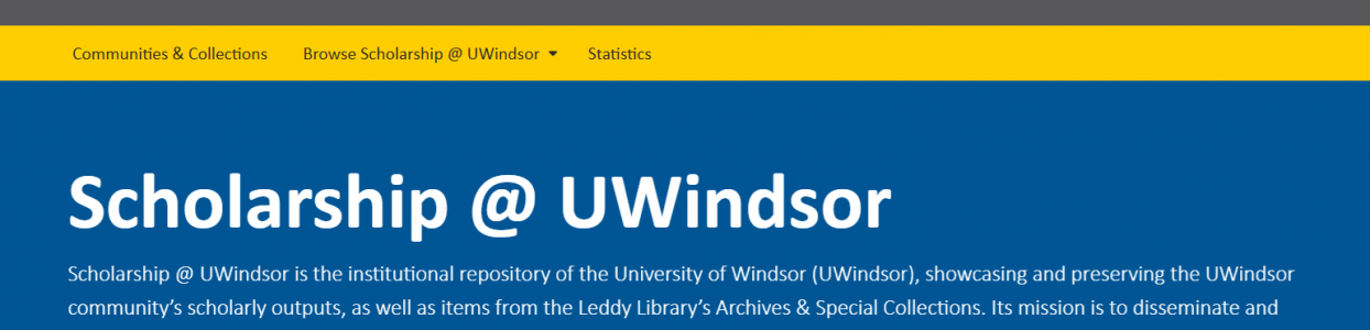 A banner image displaying the new Scholarship@UWindsor homepage