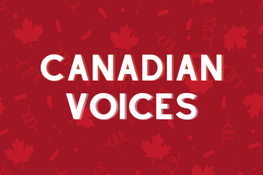 Decorative image with text reading "Canadian Voices"