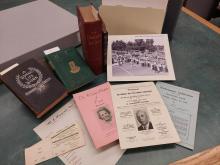 Photos of items from the Leddy Librarys' Archives and Special Collections