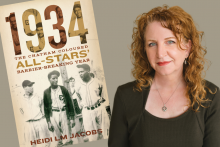 Photo of Heidi Jacobs with the 1934: Chatham Coloured All Stars book