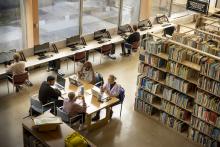 Students studying at Leddy Library