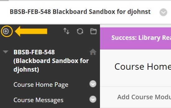 Add the Library Resources Tool link in Blackboard