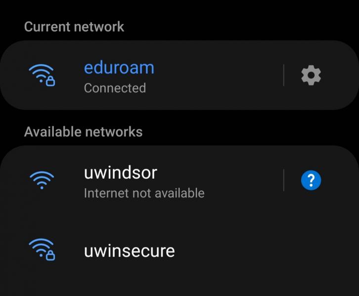 Wireless networks available including eduroam and uwin secure